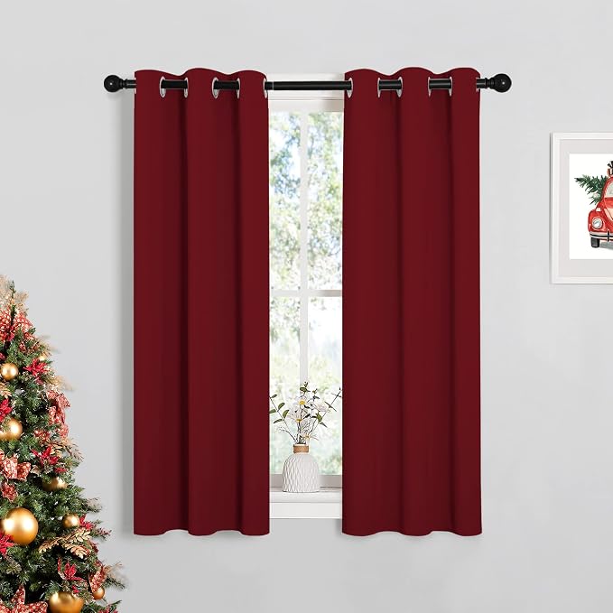NICETOWN Christmas Burgundy Window Curtains Blackout Drapes, Thermal Insulated by NICETOWN