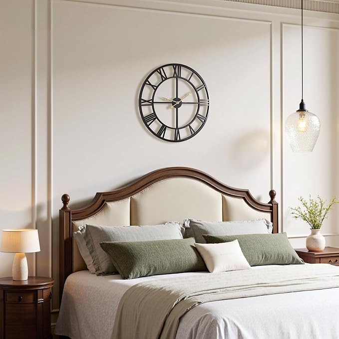 Vantic 24 Inch Large Wall Clock, Roman Numeral Metal Oversized Wall Clocks - Image 7