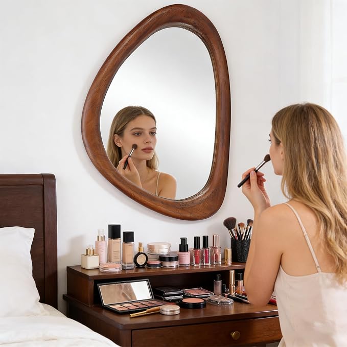 MAGFLERUM Irregular Wall Mirror, 30 * 20 inch Asymmetrical Wood Mirrors - Image 7