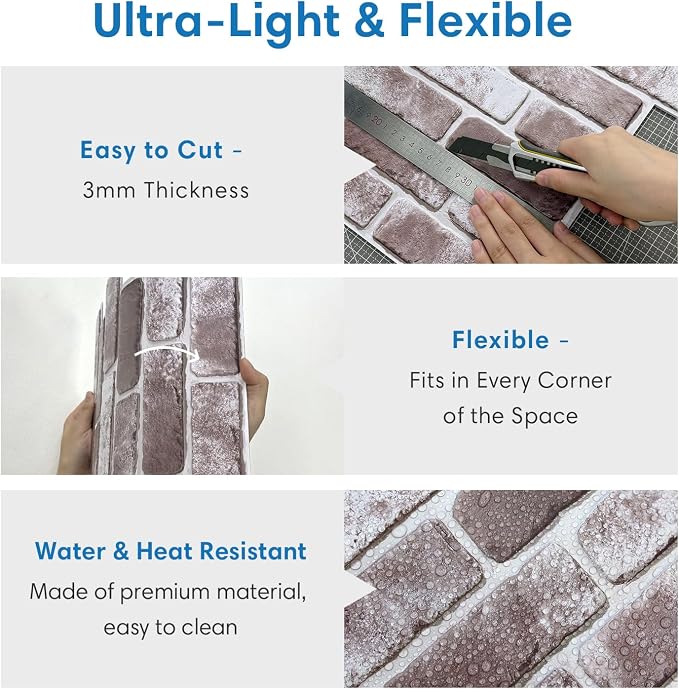 3D Brick Wall Panels, Faux Brick Peel and Stick Wall Panels, Small Size Thin - Image 5