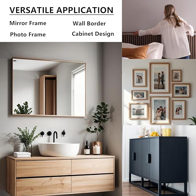DESOMINOR 27FT Black Border Peel &Stick Black Wood Grain Wallpaper Border - Image 4