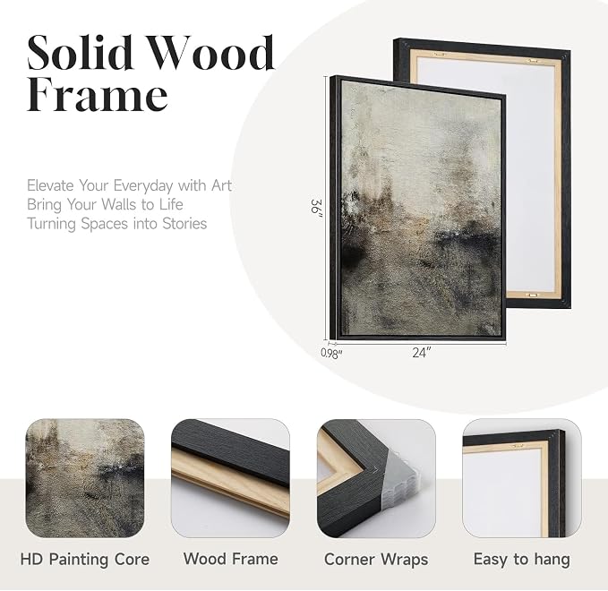 Large Framed Neutral Abstract Wall Art Set of 2 - Image 5