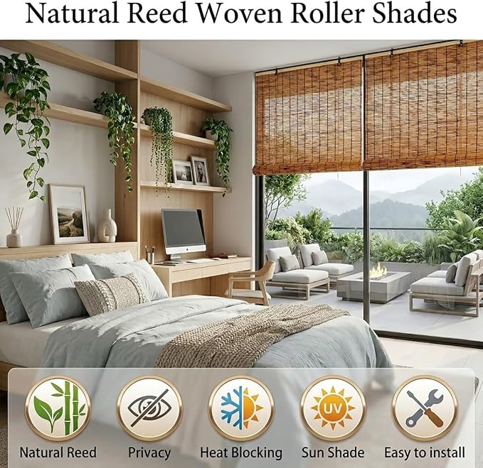 Bamboo Roll Up Shades for Outdoor Patio, Light Filtering Bamboo Roll Up Blinds - Image 3