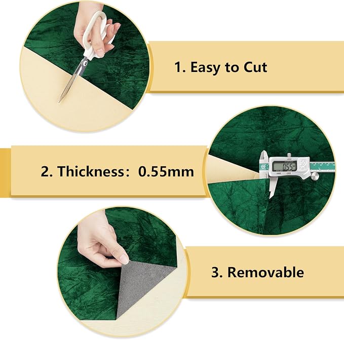Wallercity 17.5''x236'' Green Self-Adhesive Velvet Flocking Liner Contact Paper - Image 9