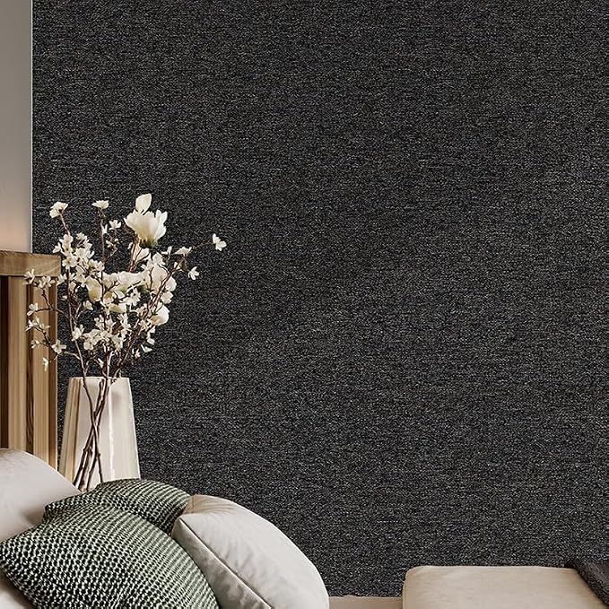 SHUFA Black Brown Cotton-Like Textured Grasscloth Wallpaper Matte Thick Real - Image 7