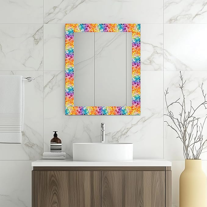 HOMETITUTE Wallpaper Border Peel and Stick Wall Border Rainbow Mosaic Glass - Image 6