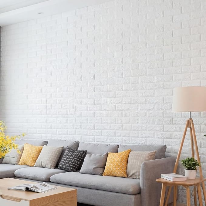 Hahafelt 1 Pcs 32 x 2.3 ft 3D Wall Panel, Faux Brick Wall Panel White Peel and - Image 5