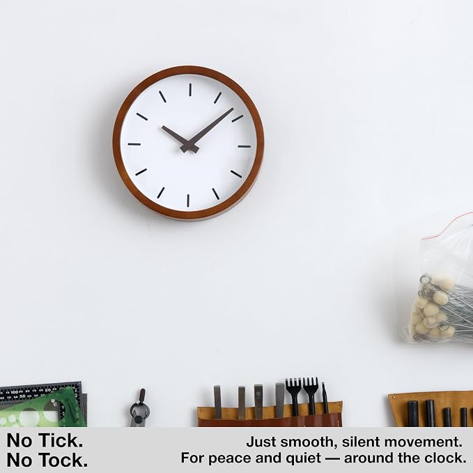 Driini Modern Mid Century Wood Analog Wall Clock - Image 4