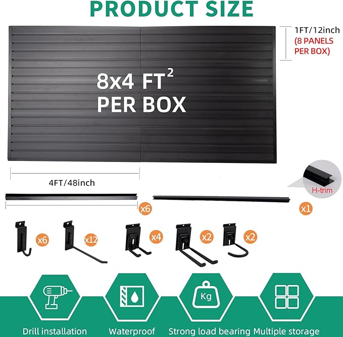 FRAYSCENT Slat Wall Paneling Garage Slat Wall Storage Systems Slatwall Panels - Image 2