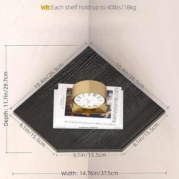JJL Corner Wall Shelf, Easy-to-Assemble, Wall Mount Corner Shelves - Image 3