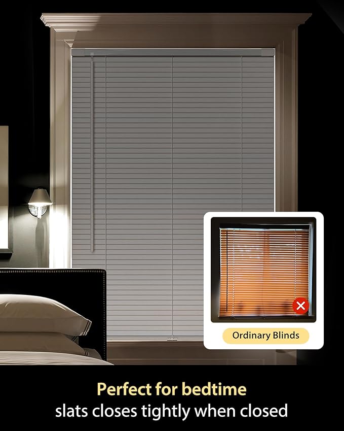 UNISHADES No Drill Blinds for Windows 1" Vinyl L-Shaped Slats Cordless Mini - Image 5