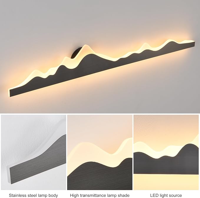 Qcyuui Wall Sconce with Remote Control 47.2inch Dimmable LED Wall Lights Black - Image 5
