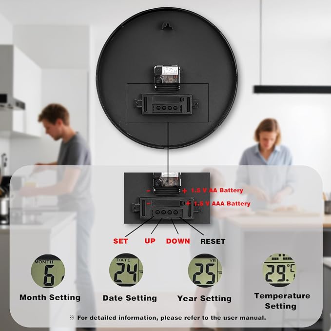 AKCISOT Wall Clock 12 Inch, Non-Ticking Silent Battery Operated Analog - Image 2