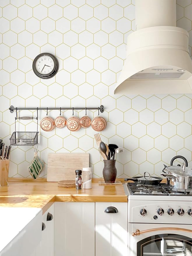Beige and Gold Wallpaper Geometric Peel and Stick Wallpaper - Image 6