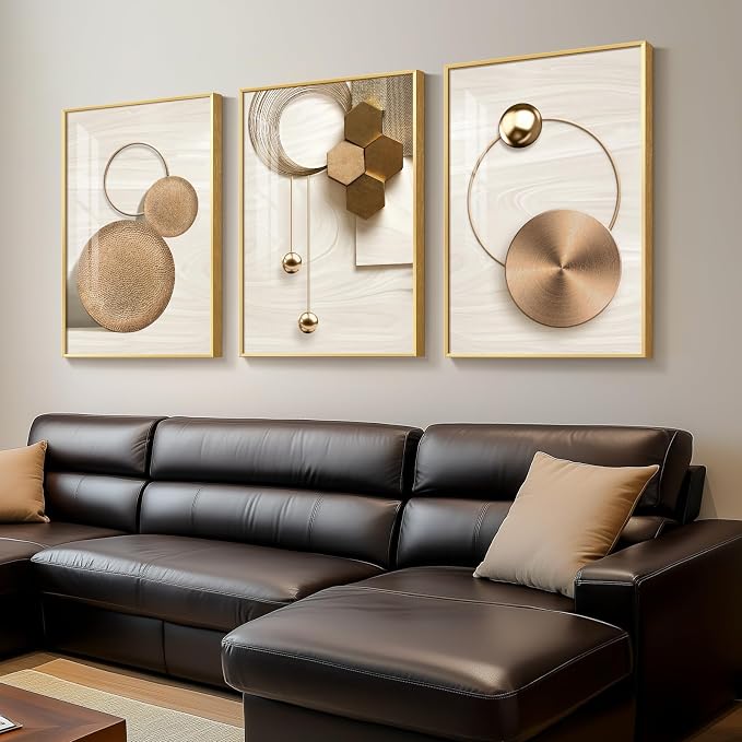 Large Framed Modern Luxury Gold Wall Art - Image 2