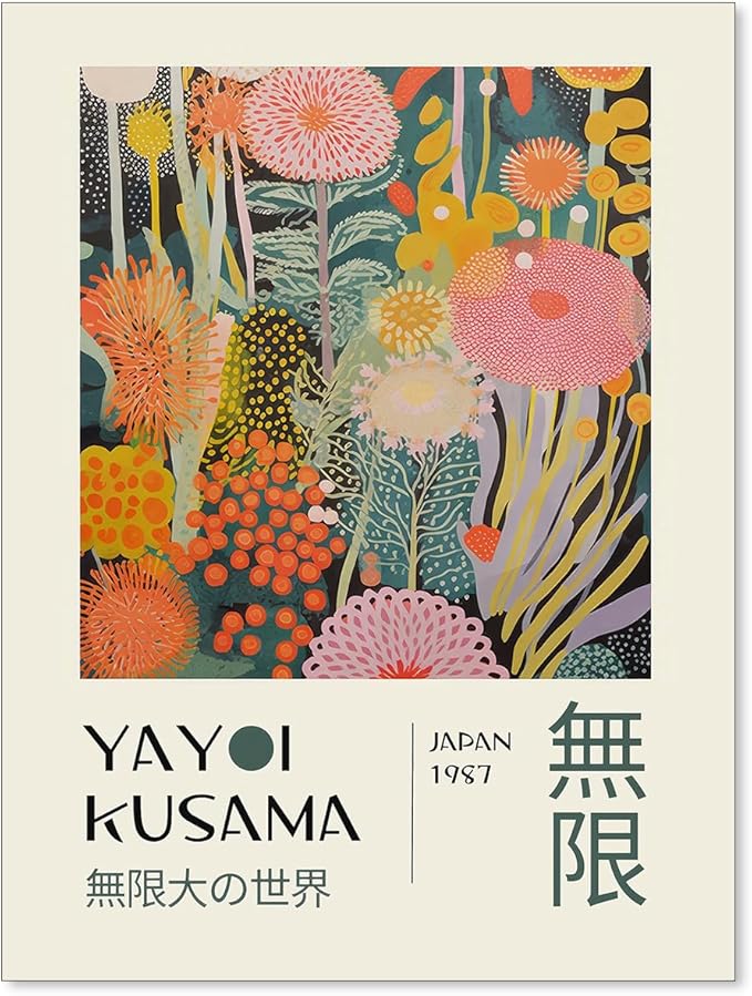 Abstract Yayoi Kusama Posters Japanese Wall Art Vintage Tokyo Aesthetic Prints by Unknown