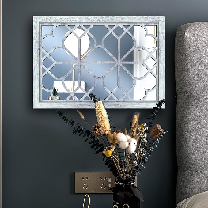 Wocred Set of 2 Rectangular Wall Mirror, Gorgeous Rustic Farmhouse Accent Mirror - Image 4