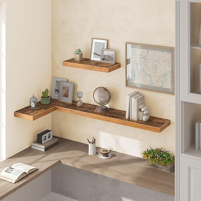 HOOBRO Floating Shelves for Wall, Wall Mounted Shelf Set of 2, for Wall Storage - Image 4