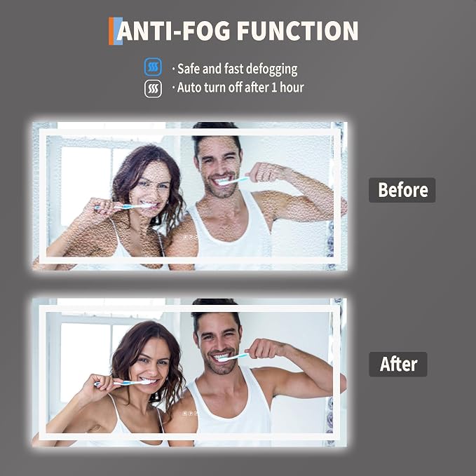 GarveeHome 60x30 LED Bathroom Mirror - Image 3