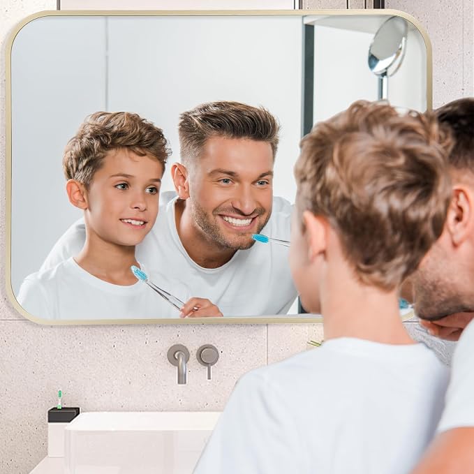 Gold Mirror, 22x30 Inch Framed Rectangle Mirror - Image 3