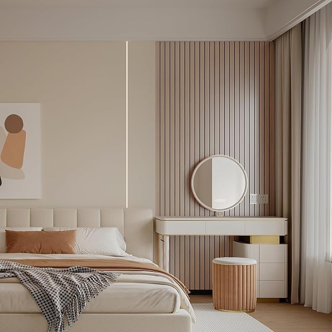 YLL YLL PVC Slat Wall Panel Peel and Stick 236"x 15.7" Faux Oak Grain Wood Slat - Image 5