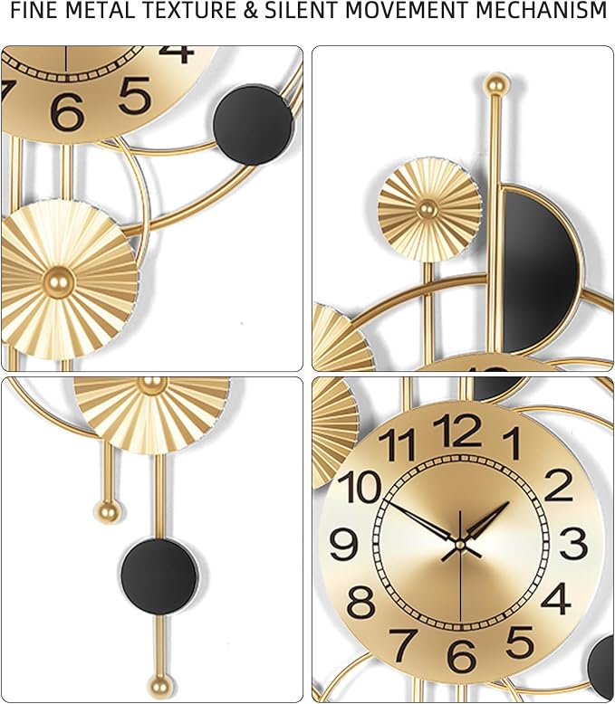 Large Wall Clock, Modern Silent Non-Ticking Metal Wall Clocks, Battery Operated - Image 7