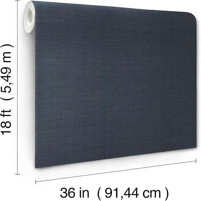 York Wallcoverings Natural Sisal Navy Peel and Stick Grasscloth Wallpaper - Image 6