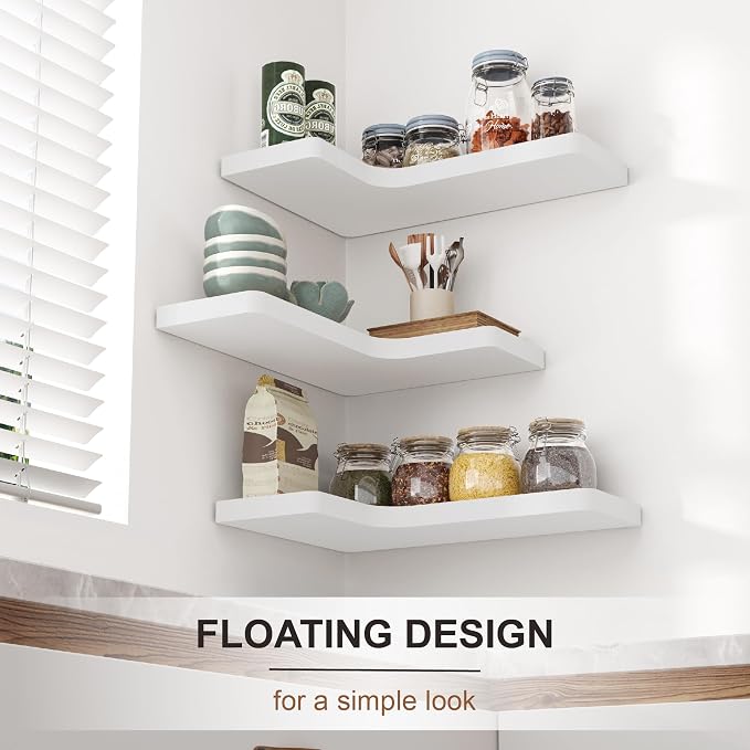 fuqing Corner Floating Shelves, Wall Shelf Set of 3, Shelves - Image 2