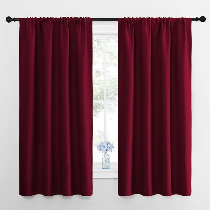 NICETOWN Wine Red Blackout Curtains 63 inches Long by NICETOWN