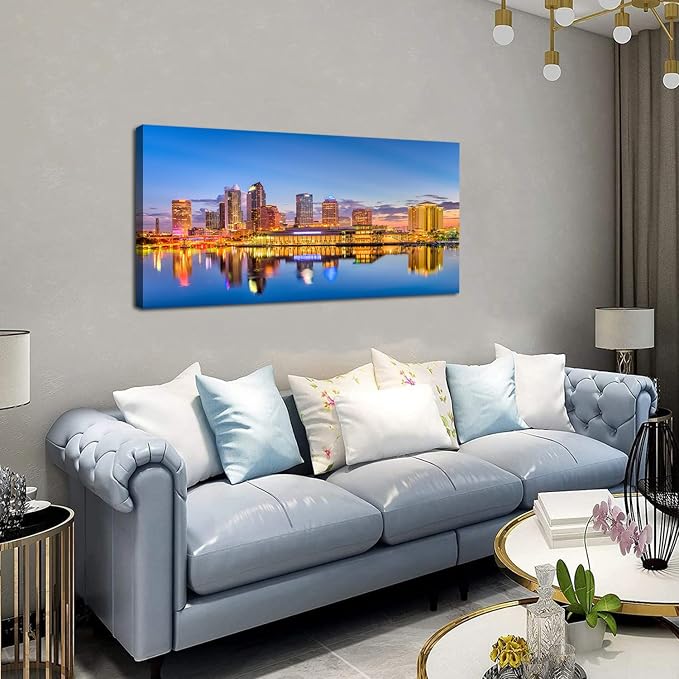 AIYISU Florida Wall Art Tampa Downtown Skyline Canvas Picture USA City - Image 7