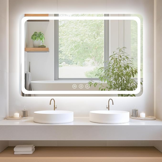 Led Bathroom Mirror with Lights, Anti-Fog & Tri-Color Lighting by Lmsedf