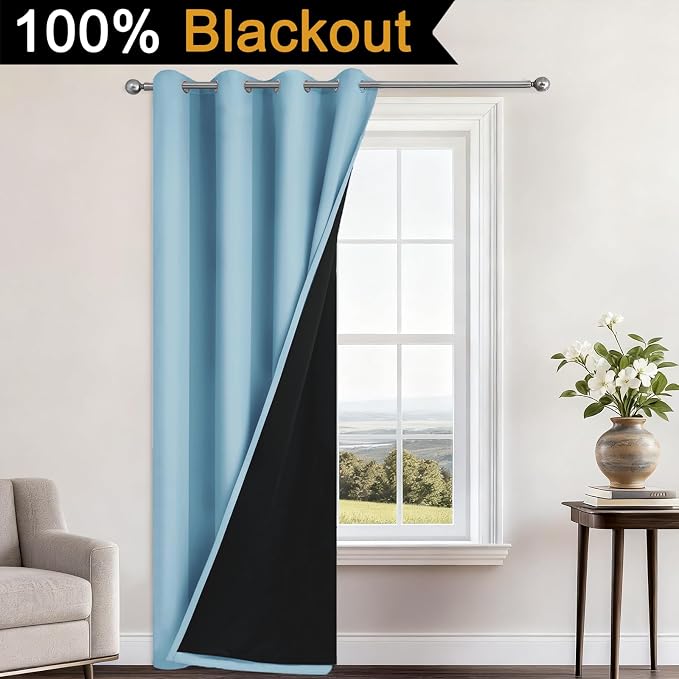 Yakamok 100% Blackout Curtains 84 Inches Long, 2 Thick Layers Heat and Full - Image 2