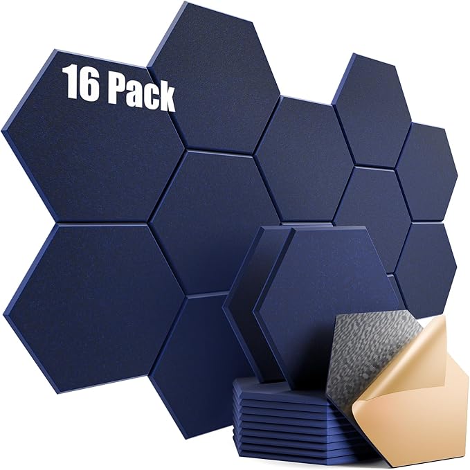 16 Pack Self-Adhesive Acoustic Panels 12" X 10" X 0.4" by Dailycooper