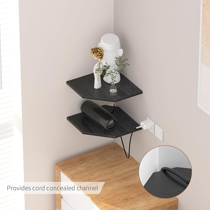 JJL Corner Shelves, 12 Inch Corner Shelf Wall Mounted - Image 4