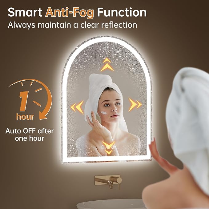 Arched LED Mirror for Bathroom 24"x30"- Frameless Lighted Bathroom Mirror - Image 2