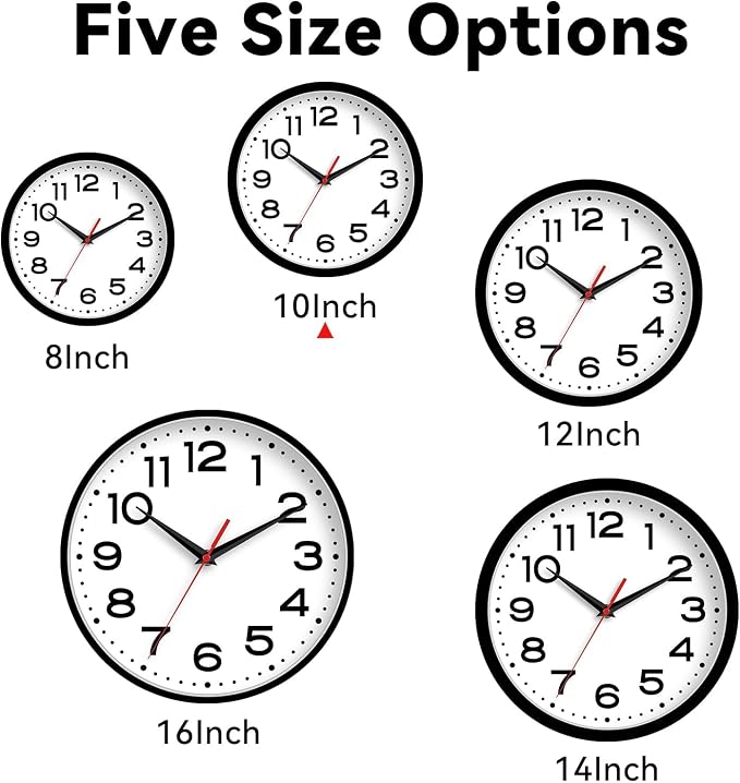 Roymnie Wall Clock Silent Non-Ticking Modern Clock Battery Operated 10 Inch - Image 6