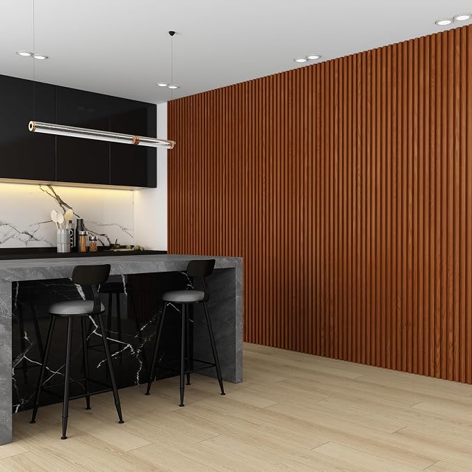 8-Pack WPC Wall Panels 118’’ x 6.1’’ 3D Slat Wall Panel Acoustic Wall Paneling - Image 4