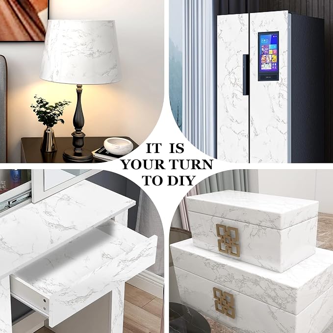 practicalWs Marble Paper Granite Gray/White Roll Kitchen Countertop Cabinet - Image 8