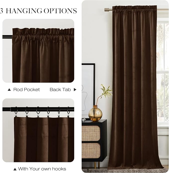 NICETOWN Brown Velvet Curtains 84 inches Length - Image 7