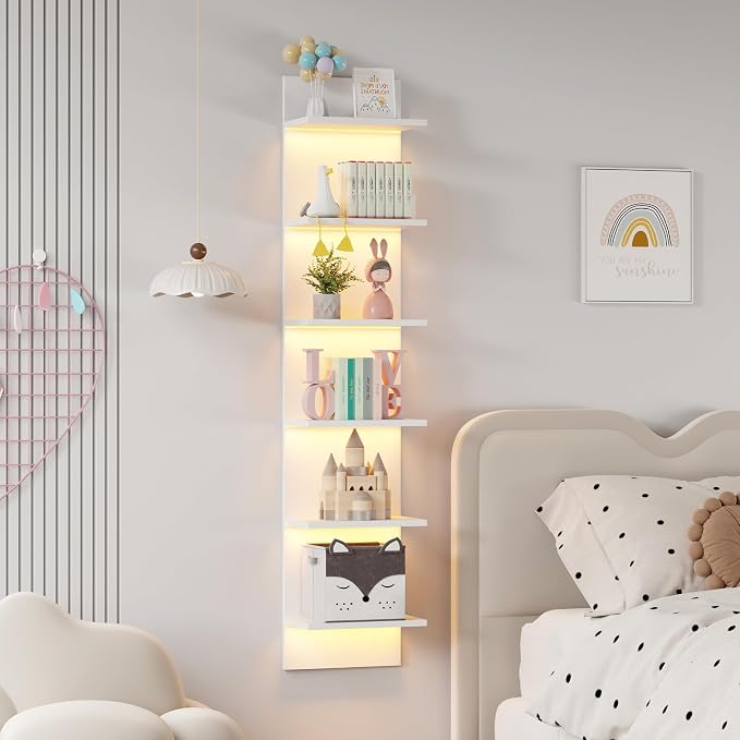 Qupui 6-Tier Wall Shelf with RGB LED Lights - Image 5