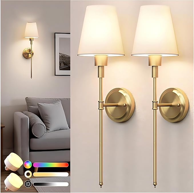 DORESshop Battery Operated Wall Sconce Set of 2, Wireless Wall Light Easy to by DORESshop