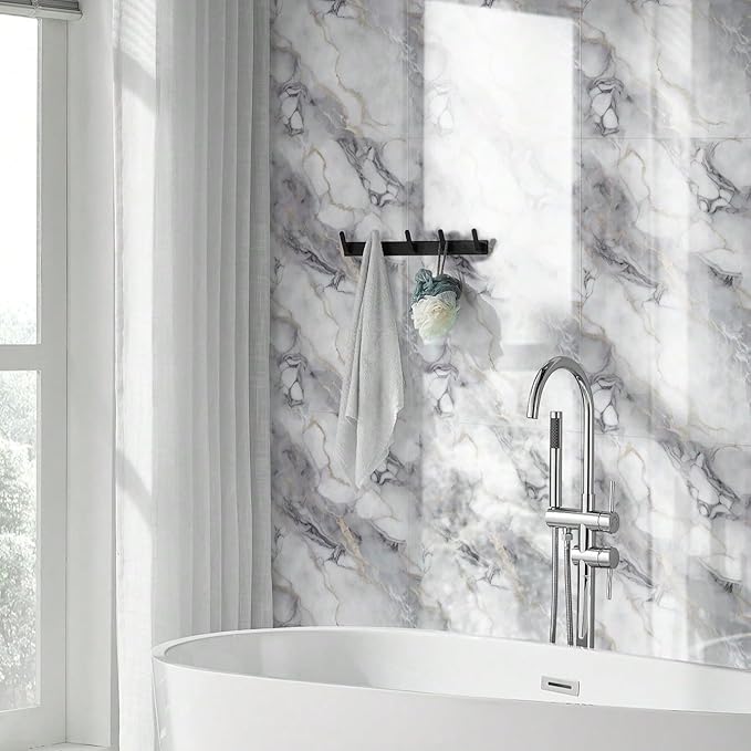 10pcs Marble Peel and Stick Waterproof Wall Panels, Heat-Resistant Backsplash - Image 2