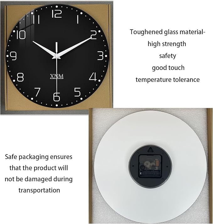 XNM Decorative Wall Clocks Battery Operated 14 Inch Black Wall Clock - Image 9