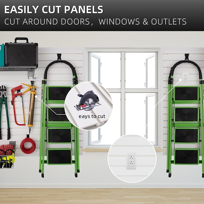 Slatwall Panel Garage Organizer, Heavy Duty Wall Mounted PVC Slat Wall Panels - Image 6