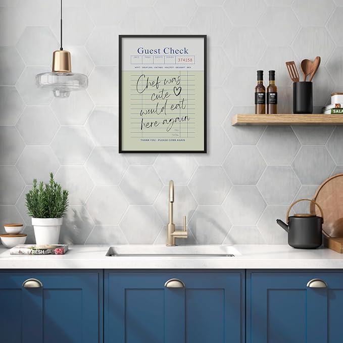 Black Framed Wall Art Posters Trendy Kitchen Guest Check Prints Chef Was Cute - Image 6