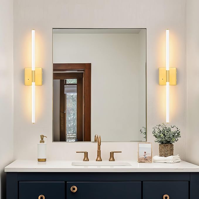 Morauroral 30 Inch White Gold Battery Operated Wall Sconces Set of 2, Dimmable - Image 9
