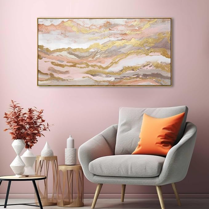 YJYart Pink Abstract Wall Art/Girl Room 20x40 Inch/Large Wall Art - Image 3