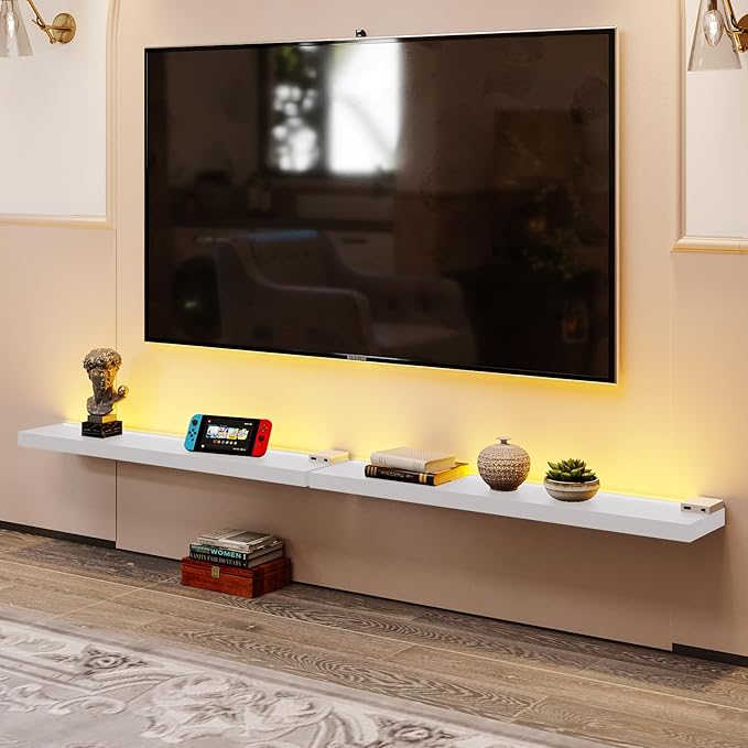BAMEOS Floating Shelves with LED Lights, Hanging Wall Shelves - Image 5