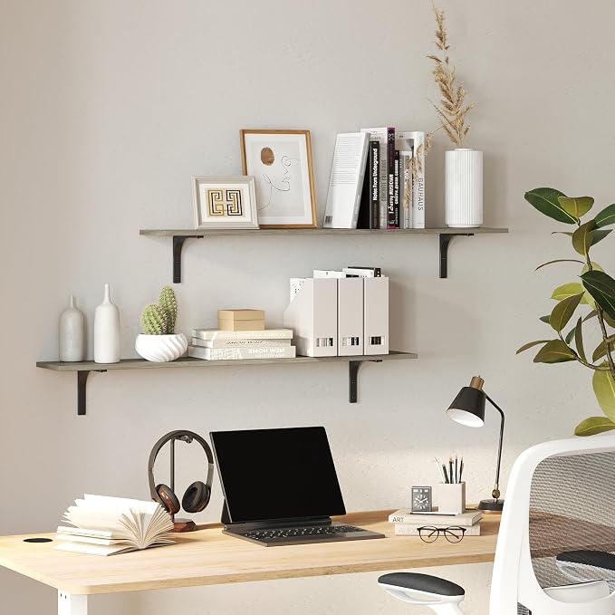 DINZI LVJ Long Wall Shelves, 47.3Inch Wall Mounted Shelves Set of 2, Extra - Image 4