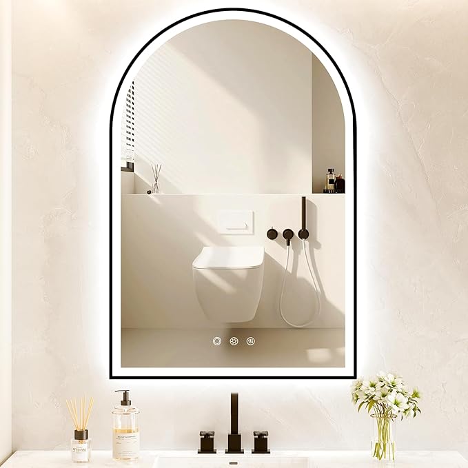 Arched LED Bathroom Mirror 24"x36", Dimmable-LED Mirror by OUMUSUMIRROR